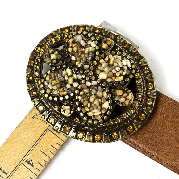 Harrrods Genuine Leather Jeweled Belt Buckle Vintage Belt Small main image 8